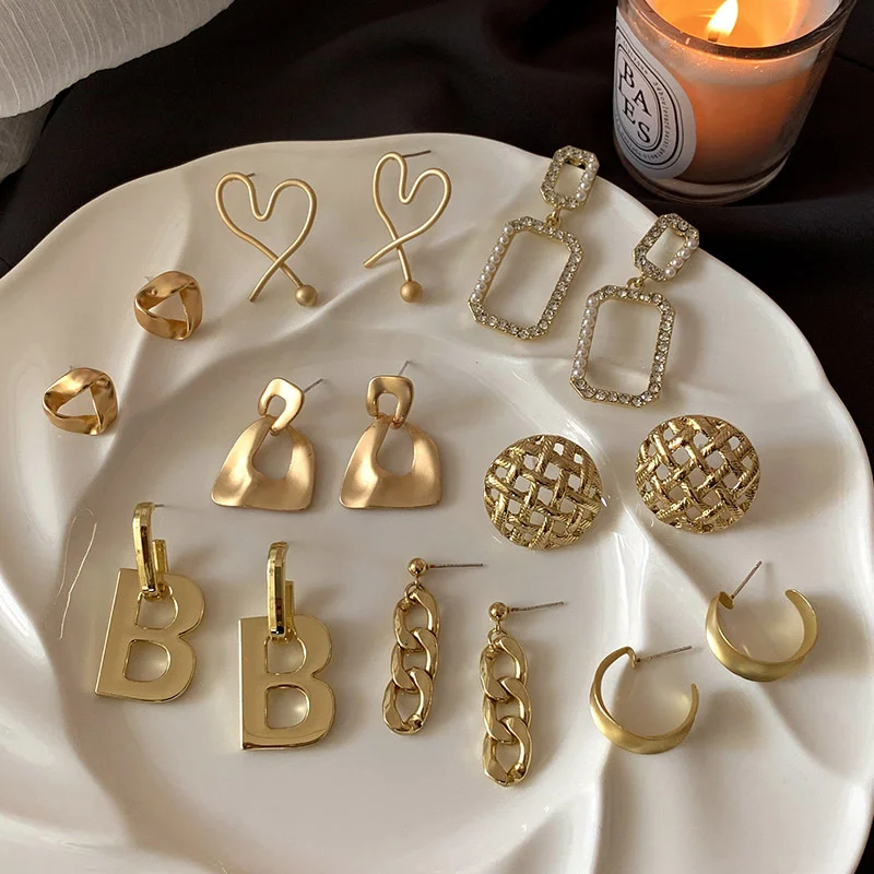 Fashion Vintage Earrings For Women Big Geometric Statement Gold Metal Drop Earrings Trendy Earrings Jewelry Accessories 1pair
Fashion Vintage Earrings For Women Big Geometric Statement Gold Metal Drop Earrings Trendy Earrings Jewelry Accessories 1pair