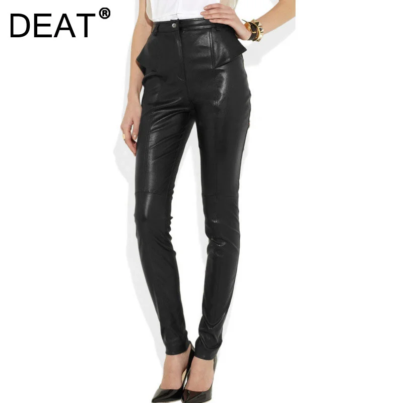 DEAT 2021 New Women Fashion Tight-fitting Black Button Fly Pockets Washed PU Leather Pencil Pants Autumn And Winter 7E3003
DEAT 2021 New Women Fashion Tight-fitting Black Button Fly Pockets Washed PU Leather Pencil Pants Autumn And Winter 7E3003