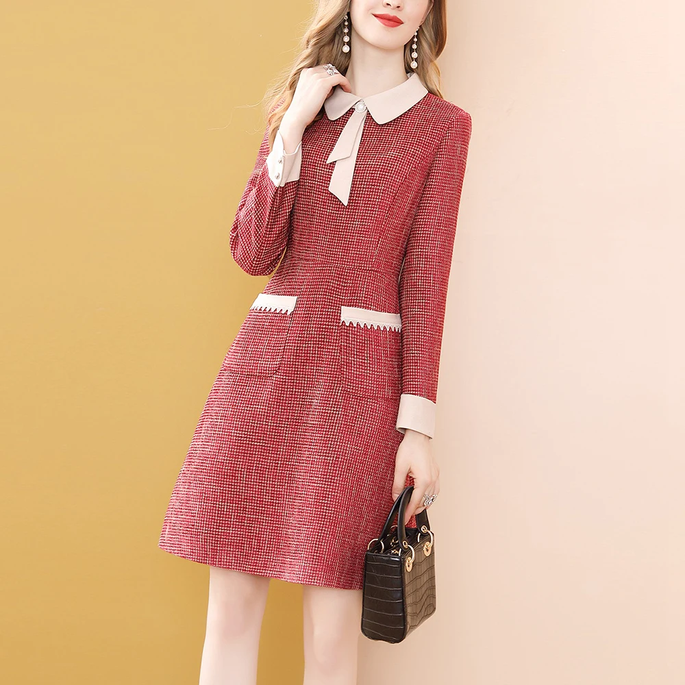 Only Plus Vintage Wine Tweed Winter Dresses Women Pocket Style Peter Pan Collar Sweet Romatic Female Dress Slim A-Line Vestidos
Only Plus Vintage Wine Tweed Winter Dresses Women Pocket Style Peter Pan Collar Sweet Romatic Female Dress Slim A-Line Vestidos
