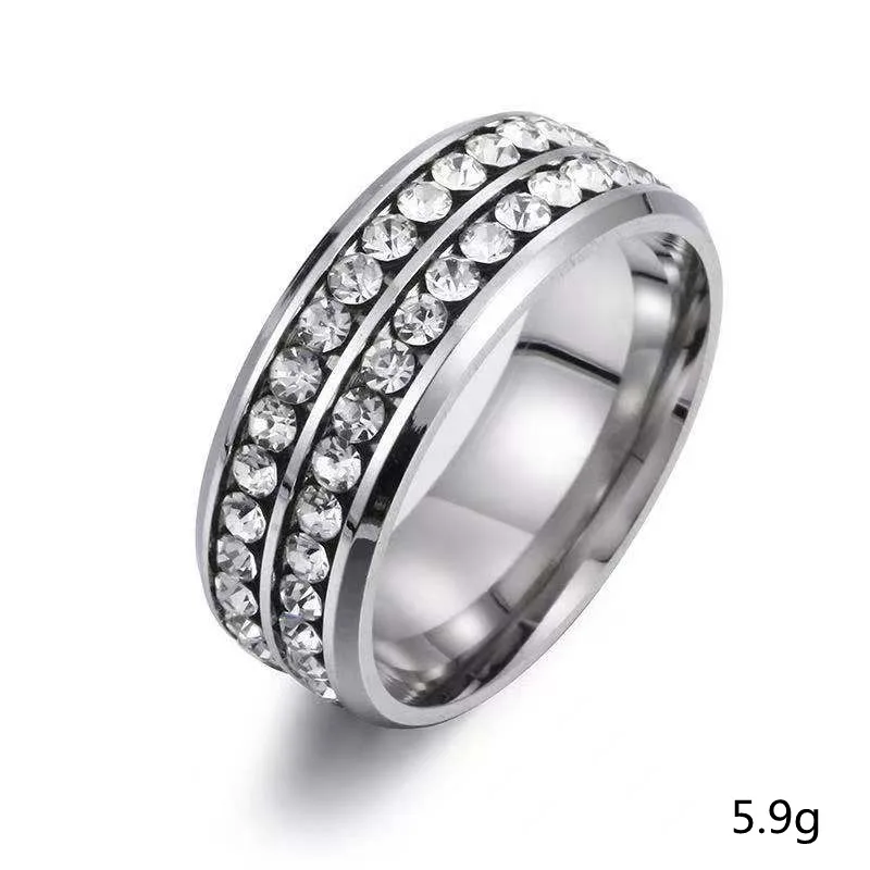 Fashion Stainless Steel Two Rows Round Paved Crystal Weddings Ring Lover Couple Rings Valentine's Day
Fashion Stainless Steel Two Rows Round Paved Crystal Weddings Ring Lover Couple Rings Valentine's Day