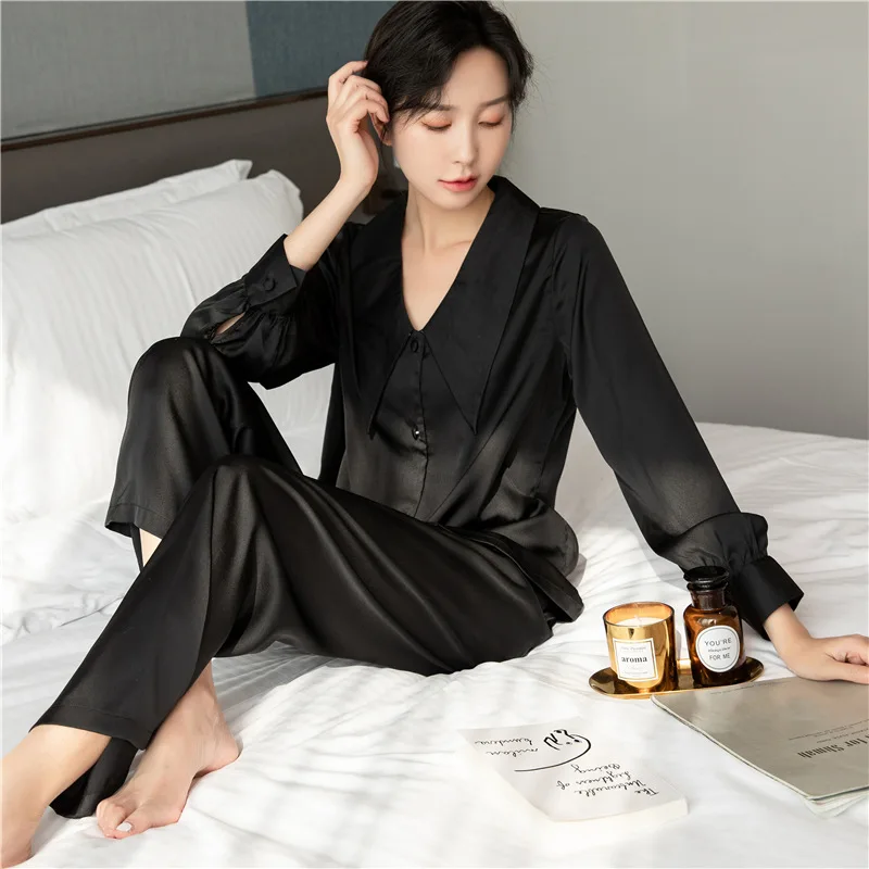 Summer Famale Pajama Sets Sleepwear Solid Color Satin Silk Long Sleeve Pants For Women's Set Pyjamas Mujer Pijama Homewear
Summer Famale Pajama Sets Sleepwear Solid Color Satin Silk Long Sleeve Pants For Women's Set Pyjamas Mujer Pijama Homewear
