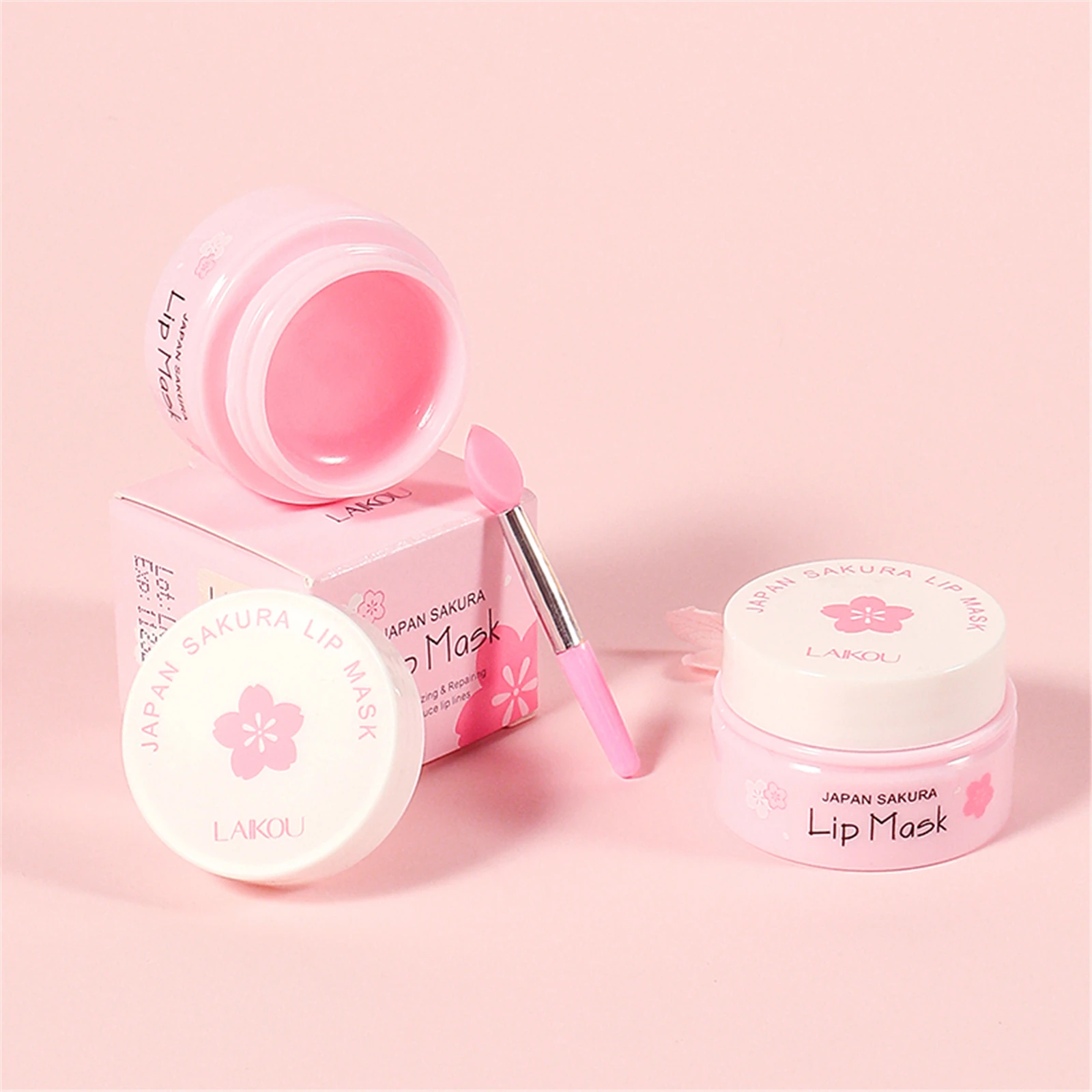 

LAIKOU Sakura Lip Mask Long Lasting Moisturizing Lip Balm Nourishing Repairing Relieve Dryness Fades Fine Lines Lip Care 8g