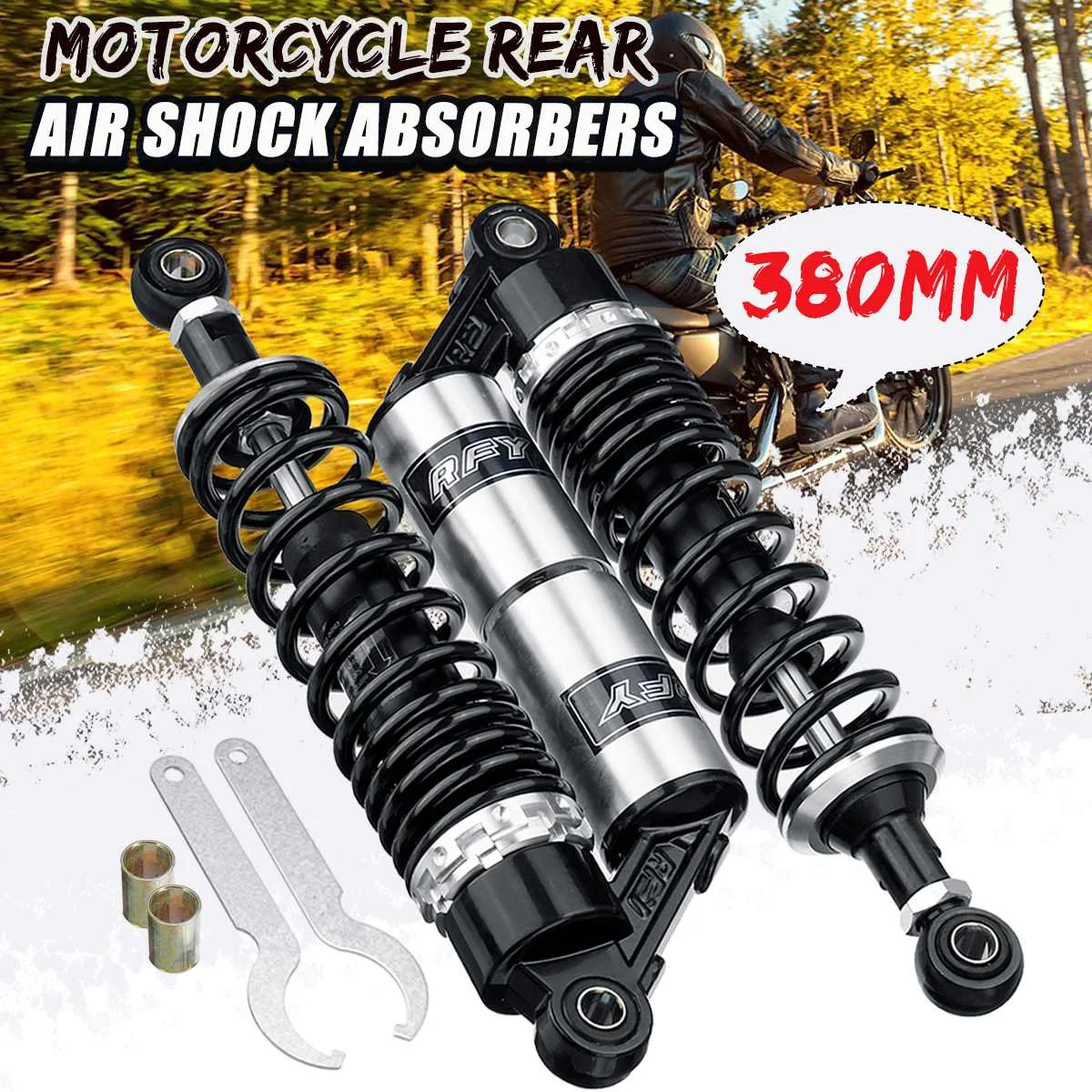 380mm 15" Motorcycle Air Shock Absorber Rear Suspension Round Hole Universal For Honda/Yamaha/Suzuki Dirt Pit Bike Scooter ATV
380mm 15" Motorcycle Air Shock Absorber Rear Suspension Round Hole Universal For Honda/Yamaha/Suzuki Dirt Pit Bike Scooter ATV