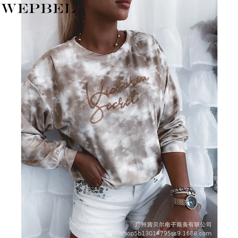 WEPBEL Long Sleeve Sweatshirts Autumn Loose Tie-Dye Print Sweatshirts Women's Casual Letter O-Neck Pullover Sweatshirts
WEPBEL Long Sleeve Sweatshirts Autumn Loose Tie-Dye Print Sweatshirts Women's Casual Letter O-Neck Pullover Sweatshirts