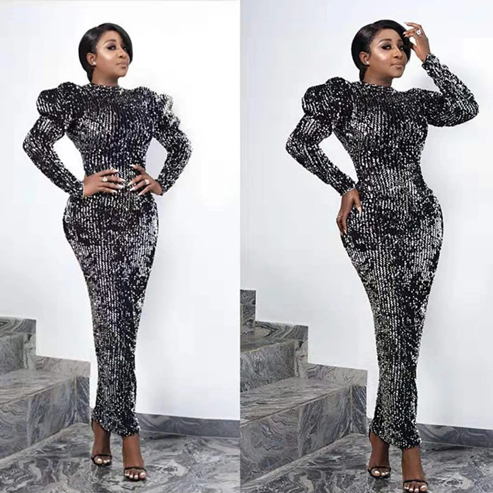 Sexy Evening Party Dress Sequin Bling Black Africa America Women's Clothes Long Sleeves Mermaid Skirt Bodycon Perform Wear Shiny
Sexy Evening Party Dress Sequin Bling Black Africa America Women's Clothes Long Sleeves Mermaid Skirt Bodycon Perform Wear Shiny