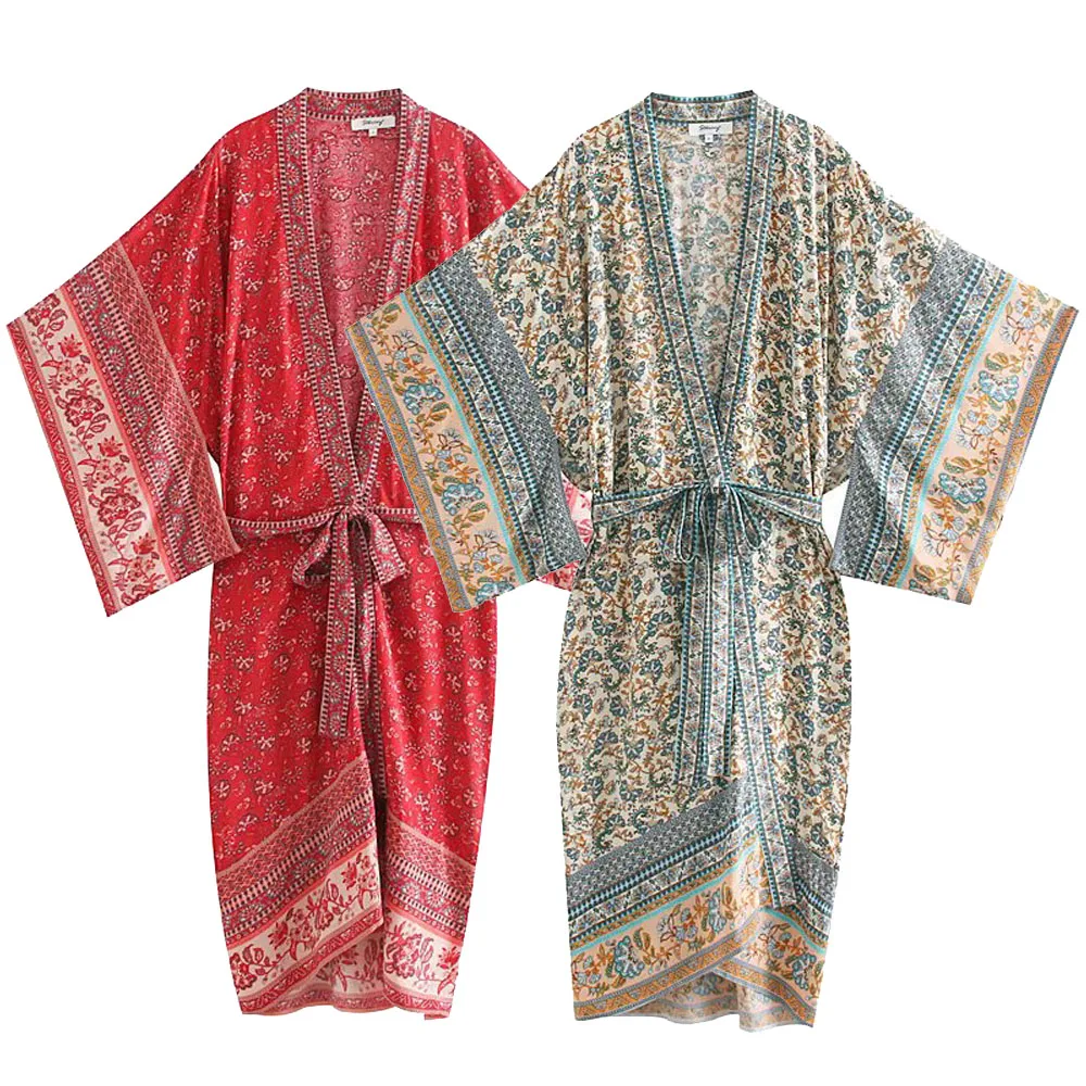 Summer Women Vintage Print V-Neck Chic Kimono Style Loose Midi Skirts 2021 Casual Bow Sashes Pocket Elegant Robe Holiday Dress
Summer Women Vintage Print V-Neck Chic Kimono Style Loose Midi Skirts 2021 Casual Bow Sashes Pocket Elegant Robe Holiday Dress