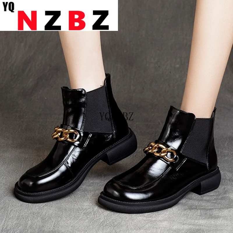 Patent Leather Women Boots Fashion Slip-On Metal Decoration Chelsea Boots Round Toe Women Ankle Boots Thick Heel Women Shoes
Patent Leather Women Boots Fashion Slip-On Metal Decoration Chelsea Boots Round Toe Women Ankle Boots Thick Heel Women Shoes