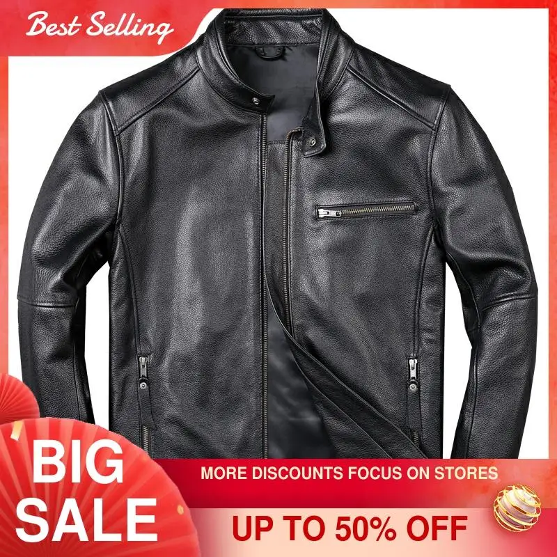 2021 Black Motorcycle Style Genuine Leather Jacket Men Plus Size 3XL Real Natural Cowhide Slim Fit Spring Thin Biker Coat
2021 Black Motorcycle Style Genuine Leather Jacket Men Plus Size 3XL Real Natural Cowhide Slim Fit Spring Thin Biker Coat