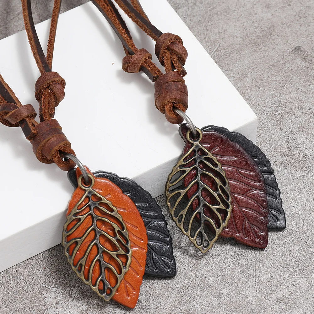 New Creative Hollow Leather Leaf Pendant Necklaces Men Jewelry Vintage Punk Braided Adjustable Choker Necklaces Women
New Creative Hollow Leather Leaf Pendant Necklaces Men Jewelry Vintage Punk Braided Adjustable Choker Necklaces Women