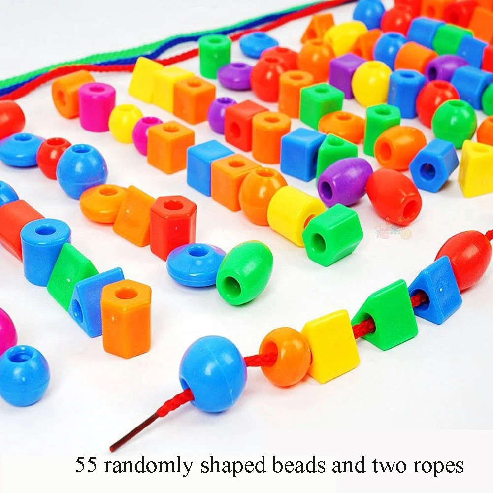 55pcs Beads Toys Geometric figurebeads Stringing Threading Beads Game Education Toy for Baby Kids Children Crafts Beads Toy
55pcs Beads Toys Geometric figurebeads Stringing Threading Beads Game Education Toy for Baby Kids Children Crafts Beads Toy