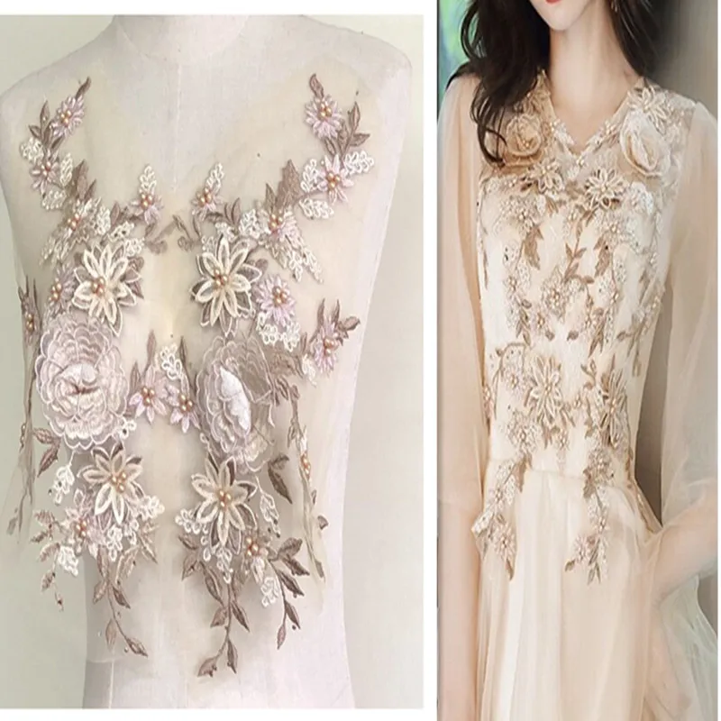 1Pcs 3D Flower Embroidery Bead Patches Large Applique Mesh Net Fabrics Sewing On Wedding Dress Clothes Cap Decoration DIY Beige
1Pcs 3D Flower Embroidery Bead Patches Large Applique Mesh Net Fabrics Sewing On Wedding Dress Clothes Cap Decoration DIY Beige