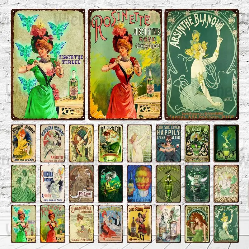 Absinthe Wine Poster Metal Signs Tin Sign Vintage Decorative Metal Iron Plaque for Pub Bar Man Cave Club Room Wall Decoration 
Absinthe Wine Poster Metal Signs Tin Sign Vintage Decorative Metal Iron Plaque for Pub Bar Man Cave Club Room Wall Decoration