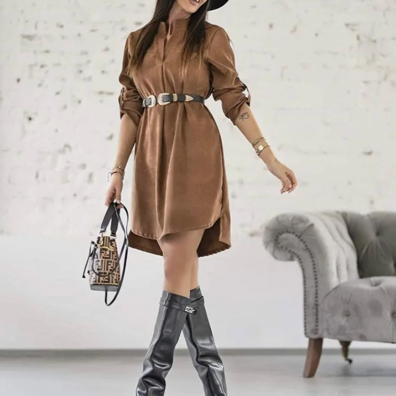 Office Solid V Neck Adjust Long Sleeve Ladies Dress Autumn Women Elegant Irregular Party Dress Casual Loose Female Dress Vestido
Office Solid V Neck Adjust Long Sleeve Ladies Dress Autumn Women Elegant Irregular Party Dress Casual Loose Female Dress Vestido
