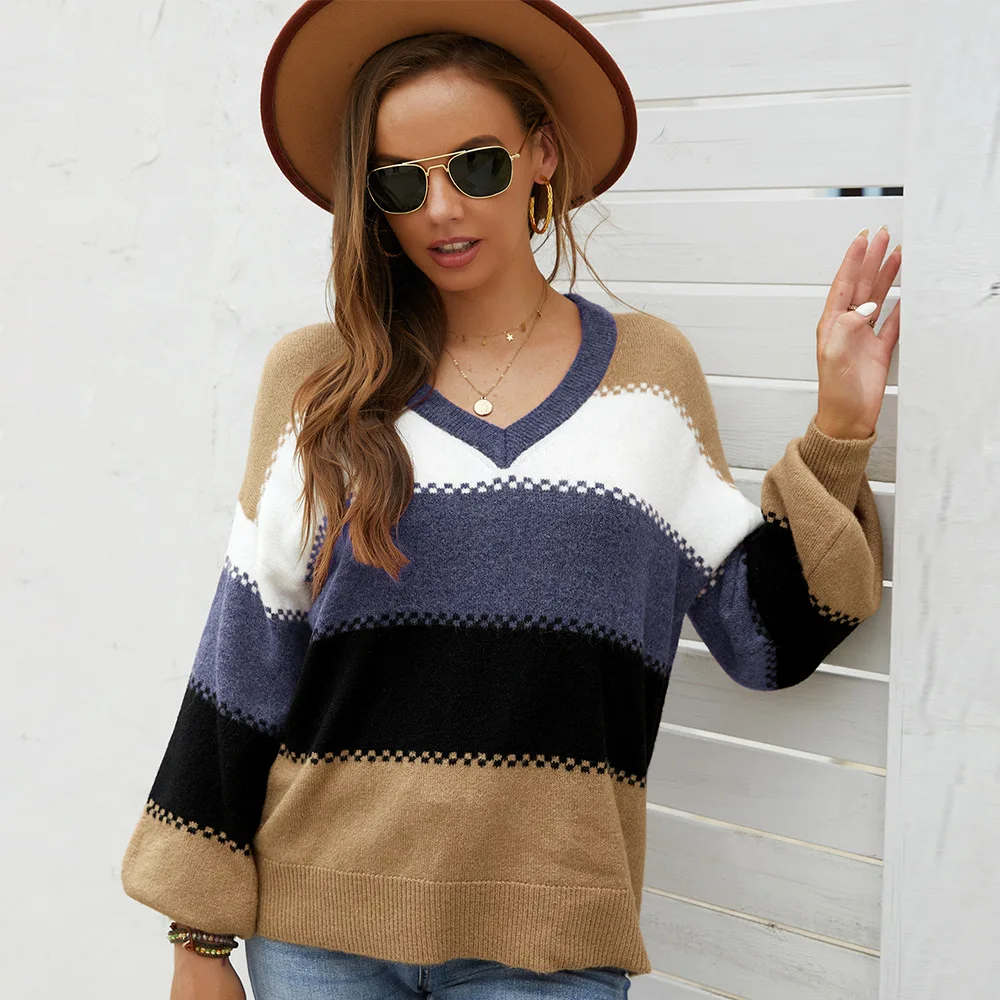 Loose Casual Women's Knitted Sweater Fashion 2021 Autumn And Winter Lantern Sleeve Stitching Elegant Pullover Women Warm Top
Loose Casual Women's Knitted Sweater Fashion 2021 Autumn And Winter Lantern Sleeve Stitching Elegant Pullover Women Warm Top