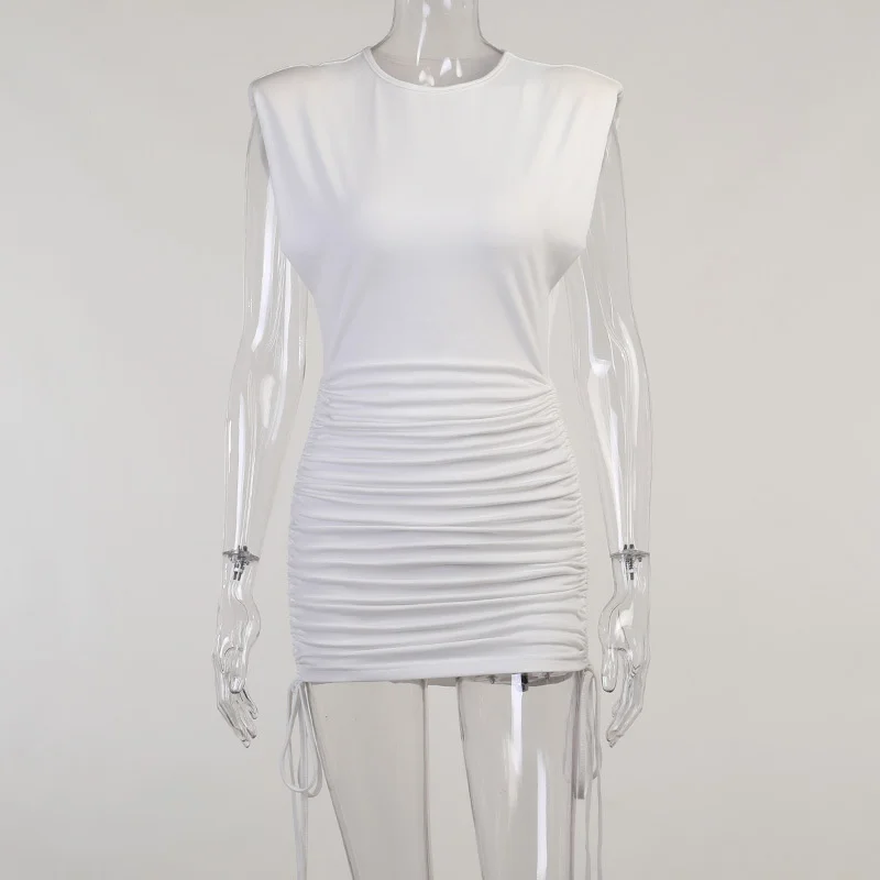 European and American summer padded shoulder drawstring dress female sleeveless simple slim bag hip skirt
European and American summer padded shoulder drawstring dress female sleeveless simple slim bag hip skirt