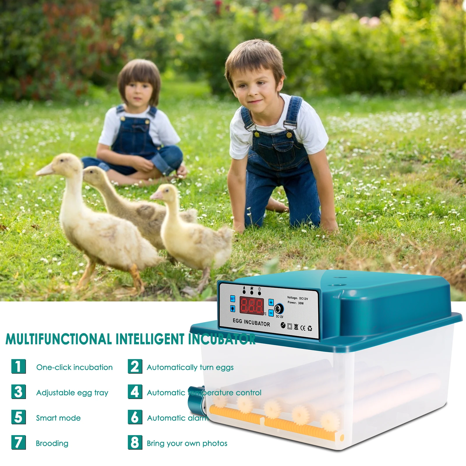 16 Mini Automatic Eggs Incubator Hatching for Birds Chickens High-Efficiency Electric Egg Incubators Turner Temperature Control
16 Mini Automatic Eggs Incubator Hatching for Birds Chickens High-Efficiency Electric Egg Incubators Turner Temperature Control
