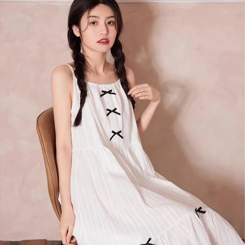 Japanese Princess Nightdress Summer Cotton Vintage White Dress Kawaii Nightgown Sexy Sling Sweet Bow Sleepdress Soft Home Wear
Japanese Princess Nightdress Summer Cotton Vintage White Dress Kawaii Nightgown Sexy Sling Sweet Bow Sleepdress Soft Home Wear