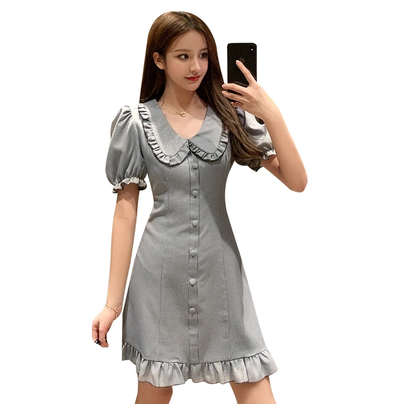 COIGARSAM 3XL Plus Size Women dress Korean New Peter pan Collar Short Sleeve one-piece Dresses 8245
COIGARSAM 3XL Plus Size Women dress Korean New Peter pan Collar Short Sleeve one-piece Dresses 8245