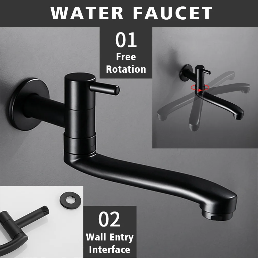 G1/2 Leakproof Mop Pool Hotel Single Cold Black Stainless Steel One Handle Lengthen Rotatable Wall Mounted Modern Kitchen Faucet
G1/2 Leakproof Mop Pool Hotel Single Cold Black Stainless Steel One Handle Lengthen Rotatable Wall Mounted Modern Kitchen Faucet