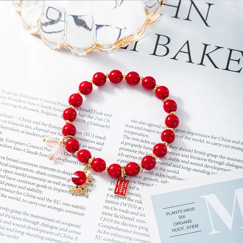 Lucky New Year Red Crystal Hand Chain Red Natural Stone Beaded Bracelet Year of the Rat Deer Bracelet
Lucky New Year Red Crystal Hand Chain Red Natural Stone Beaded Bracelet Year of the Rat Deer Bracelet