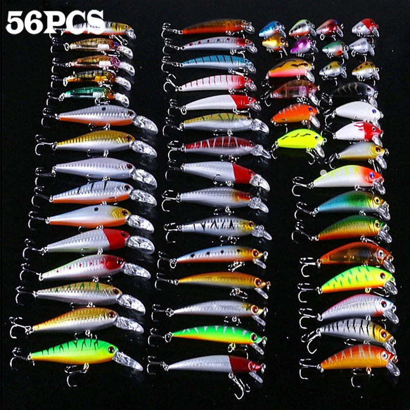 56PCS Mixed Minnow Fishing Lures Bass Artificial Baits Crankbaits Treble Fish Hooks Tackle Saltwater Fishing Outdoor Sports
56PCS Mixed Minnow Fishing Lures Bass Artificial Baits Crankbaits Treble Fish Hooks Tackle Saltwater Fishing Outdoor Sports
