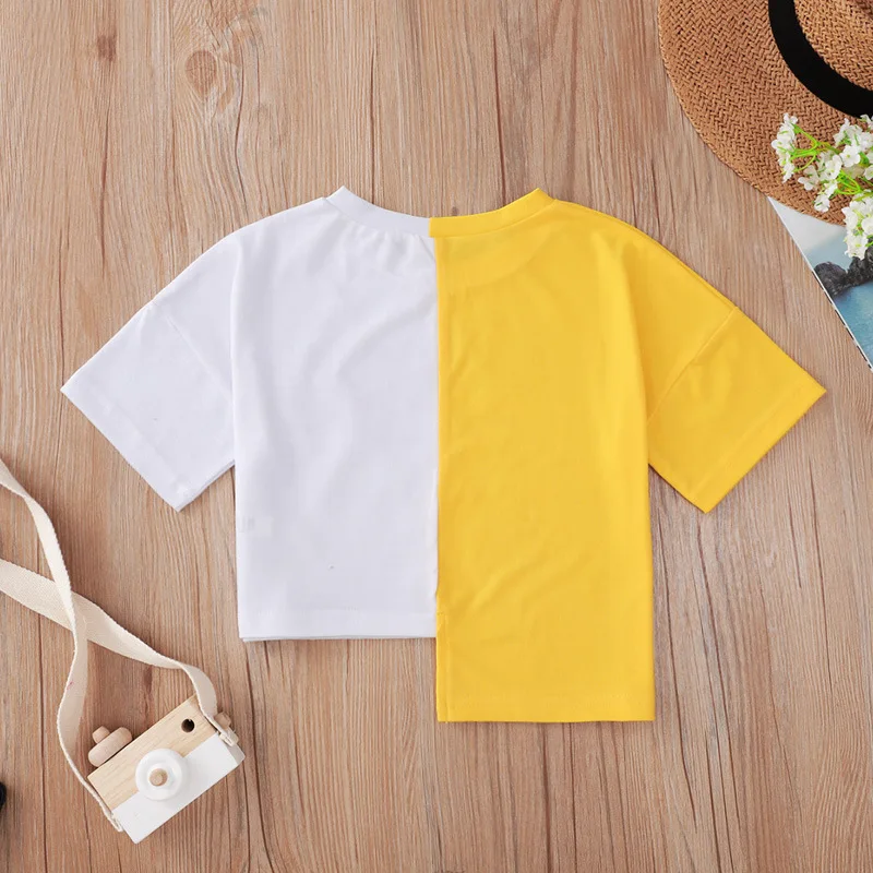 Girl's O-neck Short Sleeve Casual Fashion Letters Print Irregular Color Patchwork Cool Summer T-shirts Cotton T-shirts
Girl's O-neck Short Sleeve Casual Fashion Letters Print Irregular Color Patchwork Cool Summer T-shirts Cotton T-shirts