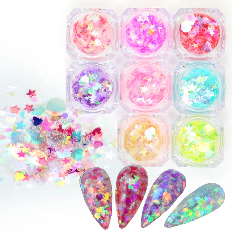 Nail Art Glitter AB Chameleon Color Sequins Flakes UV Gel Polish Star Heart Flower Butterfly Decorations
Nail Art Glitter AB Chameleon Color Sequins Flakes UV Gel Polish Star Heart Flower Butterfly Decorations
