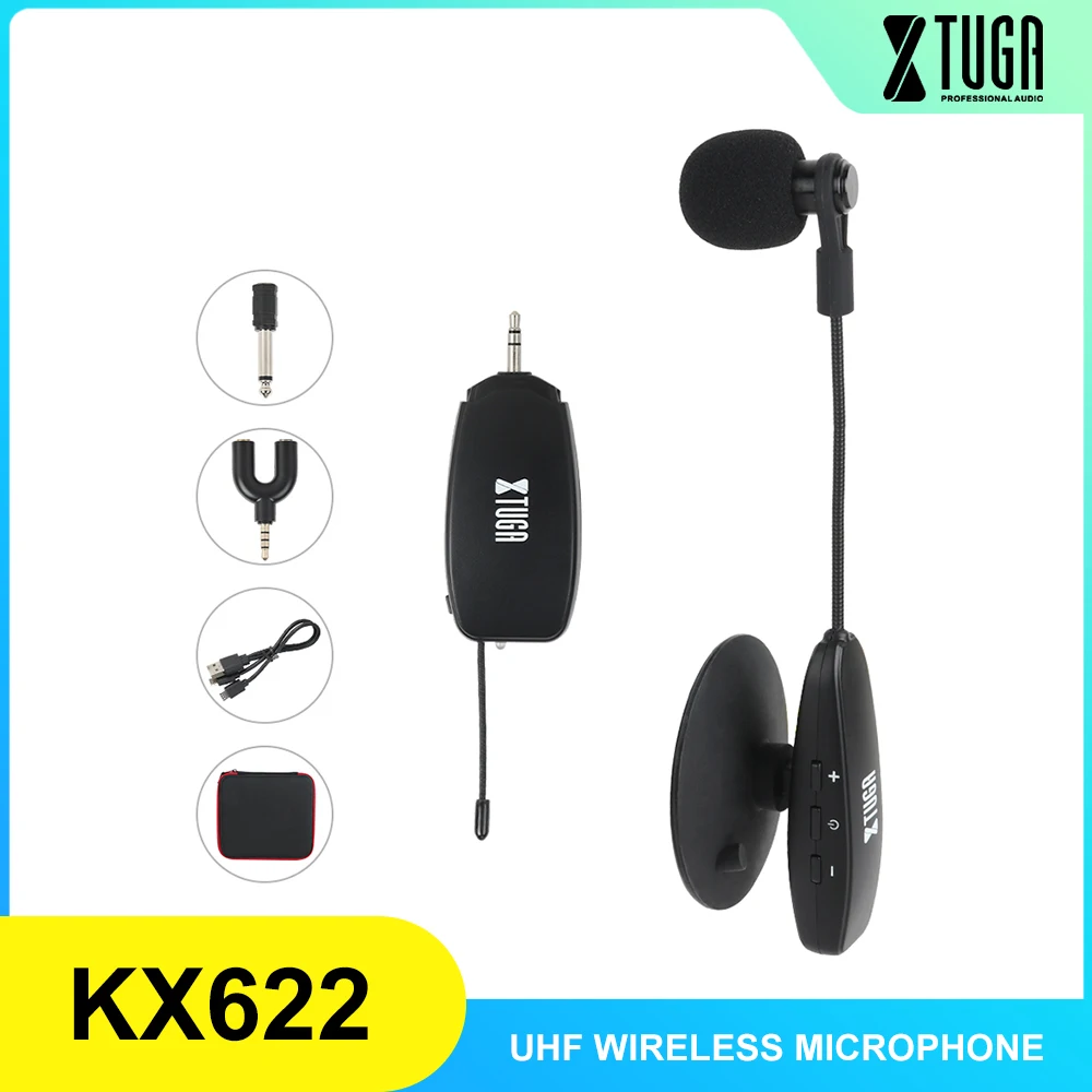 XTUGA UHF Беспроводной инструментальный микрофон конденсаторный зажим гусиная шея
