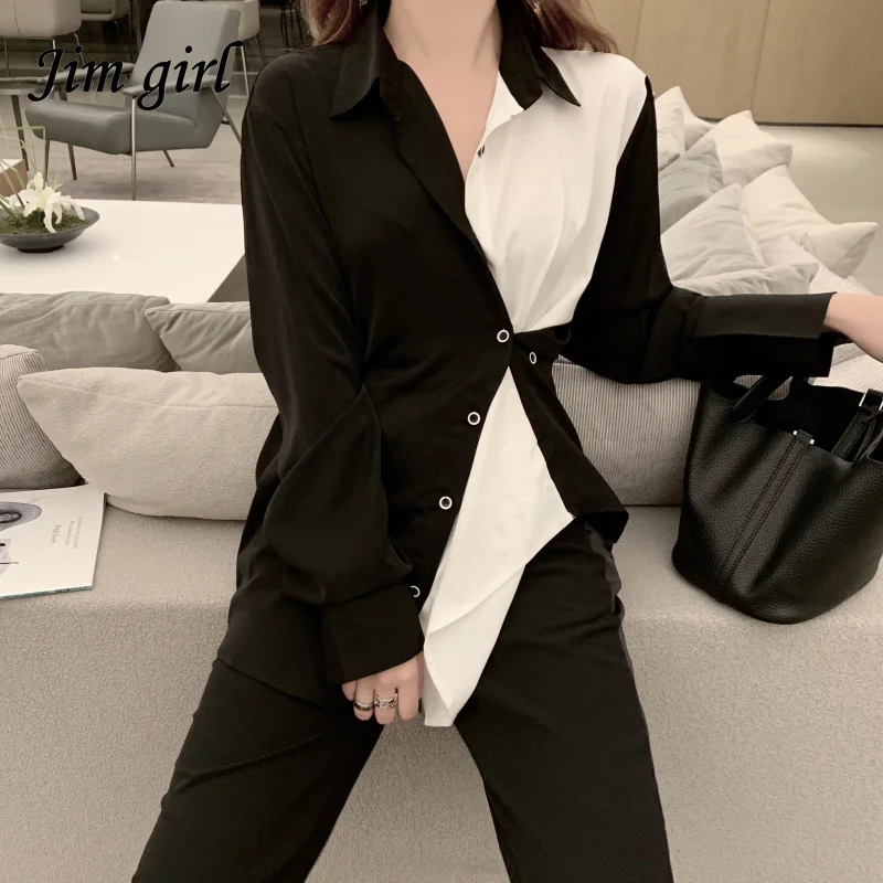 Korean Fashion Patchwork White Shirt Women Minimalist Turn-down Collar Loose Blouses Female Casual Long Sleeve Blusas De Mujer
Korean Fashion Patchwork White Shirt Women Minimalist Turn-down Collar Loose Blouses Female Casual Long Sleeve Blusas De Mujer