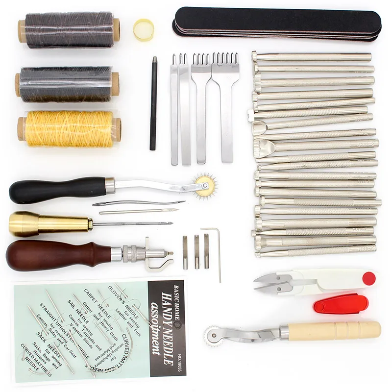 Leather Craft DIY Hand Stitching Sewing Tool Set Thread Awl Waxed Thimble Kit Leather Craft Kit with Engraving, Leather Edge Awl
Leather Craft DIY Hand Stitching Sewing Tool Set Thread Awl Waxed Thimble Kit Leather Craft Kit with Engraving, Leather Edge Awl