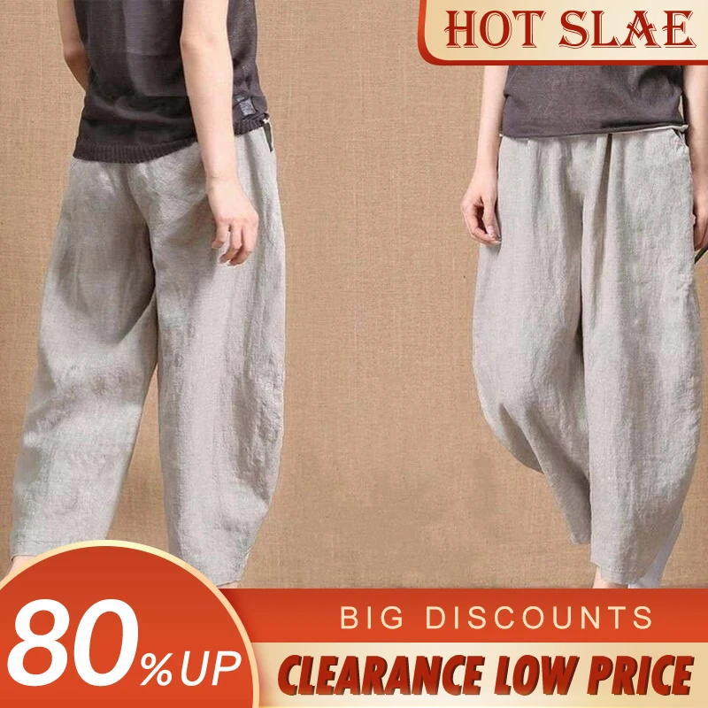 Cotton Women Pants Wide Leg Linen Ankle Length Black Cargo Pants Plus Size Elastic Waist Casual New Trousers Joggers Female 2021
Cotton Women Pants Wide Leg Linen Ankle Length Black Cargo Pants Plus Size Elastic Waist Casual New Trousers Joggers Female 2021