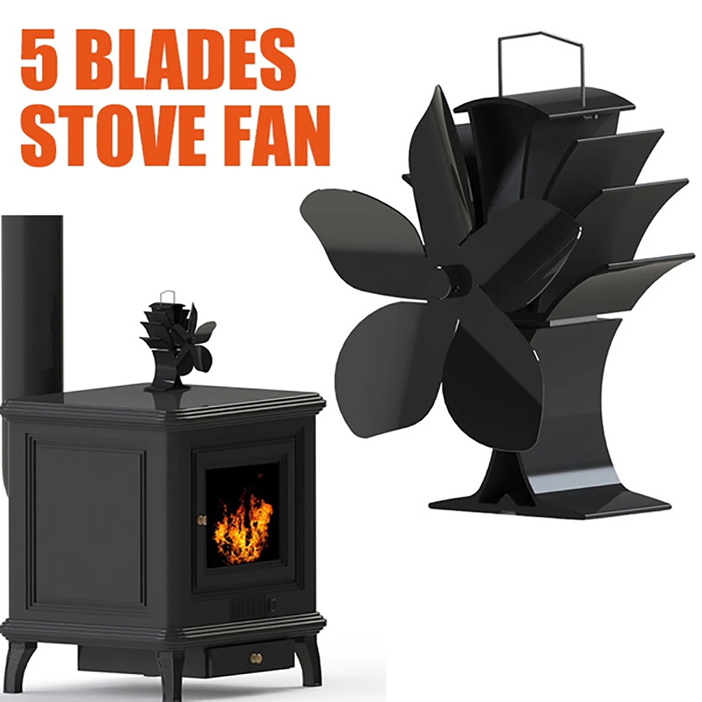 Black Fireplace 5 Blades Heat Powered Stove Fan Log Wood Burner Quiet Home Fireplace Fan Efficient Heat Distribution Heater Tool 
Black Fireplace 5 Blades Heat Powered Stove Fan Log Wood Burner Quiet Home Fireplace Fan Efficient Heat Distribution Heater Tool