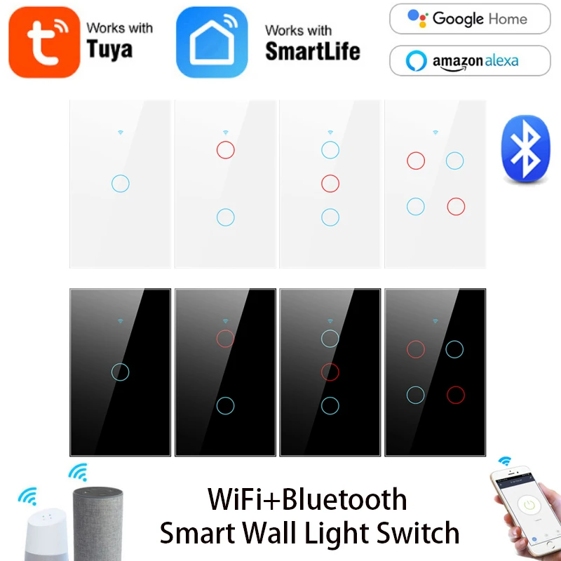Tuya WiFi+Bluetooth-compatible Smart Touch Switch Home Light Wall Switch Support Alexa Google Home Smart Life Have Neutral Wire
Tuya WiFi+Bluetooth-compatible Smart Touch Switch Home Light Wall Switch Support Alexa Google Home Smart Life Have Neutral Wire