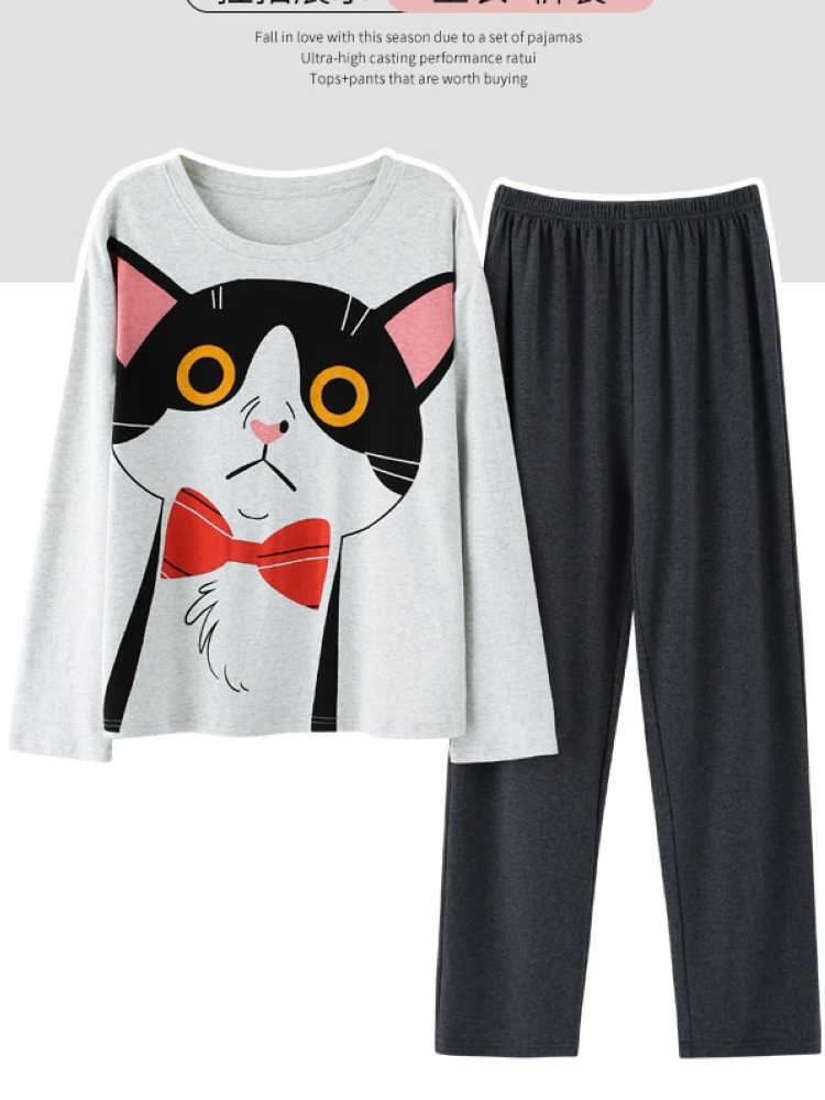 Pajamas women's autumn new products long-sleeved cotton home wear ladies gray home sweet and cute casual wear spring
Pajamas women's autumn new products long-sleeved cotton home wear ladies gray home sweet and cute casual wear spring