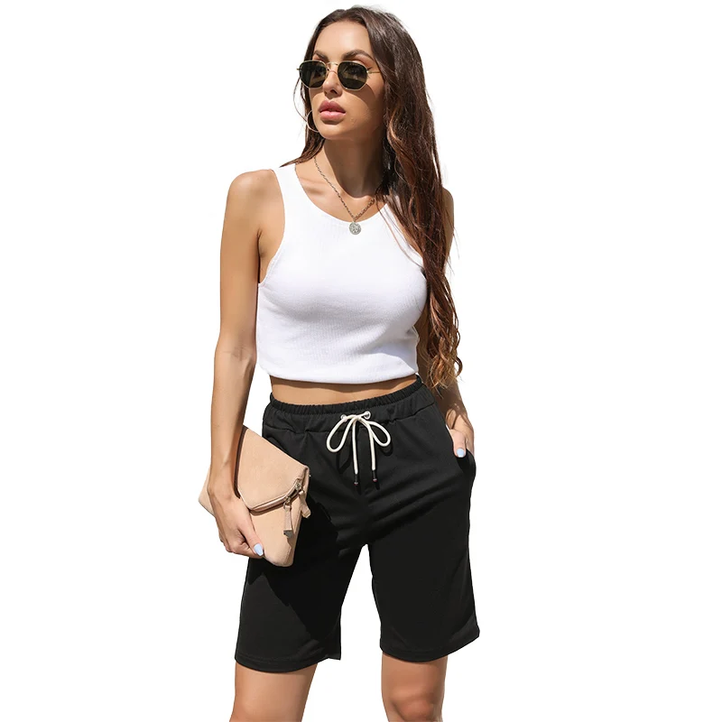 Summer New Women Sport Solid Color Elastic Rope Straight Casual Pocket Pants Elastic Waist Comfortable home Shorts Female
Summer New Women Sport Solid Color Elastic Rope Straight Casual Pocket Pants Elastic Waist Comfortable home Shorts Female