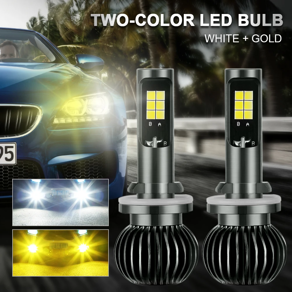 2PCS Waterproof Car LED Headlight 880 9005 H1 H3 H7 H11 LED Bulb Fog Light DRL 6000K White/3000K Amber Two-Color Car Accessories
2PCS Waterproof Car LED Headlight 880 9005 H1 H3 H7 H11 LED Bulb Fog Light DRL 6000K White/3000K Amber Two-Color Car Accessories