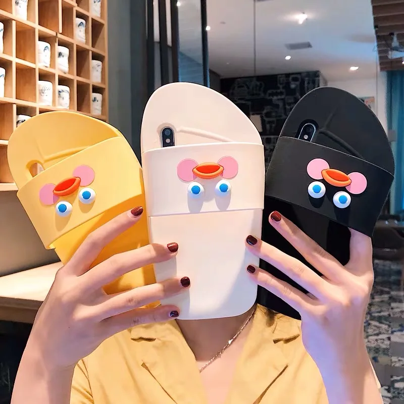 Новый 3D милый мультфильм тапочки чехол для телефона iPhone 7 Чехол 8 6 6splus X Xr Xs Max