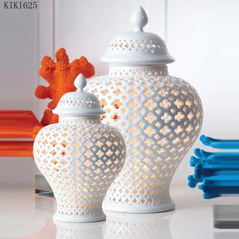 White Ceramic Hollow Vase General Jar with Lid Retro Crafts Storage Jar Room Flower Arrangement Flower Vase Home Decoration Gift
White Ceramic Hollow Vase General Jar with Lid Retro Crafts Storage Jar Room Flower Arrangement Flower Vase Home Decoration Gift
