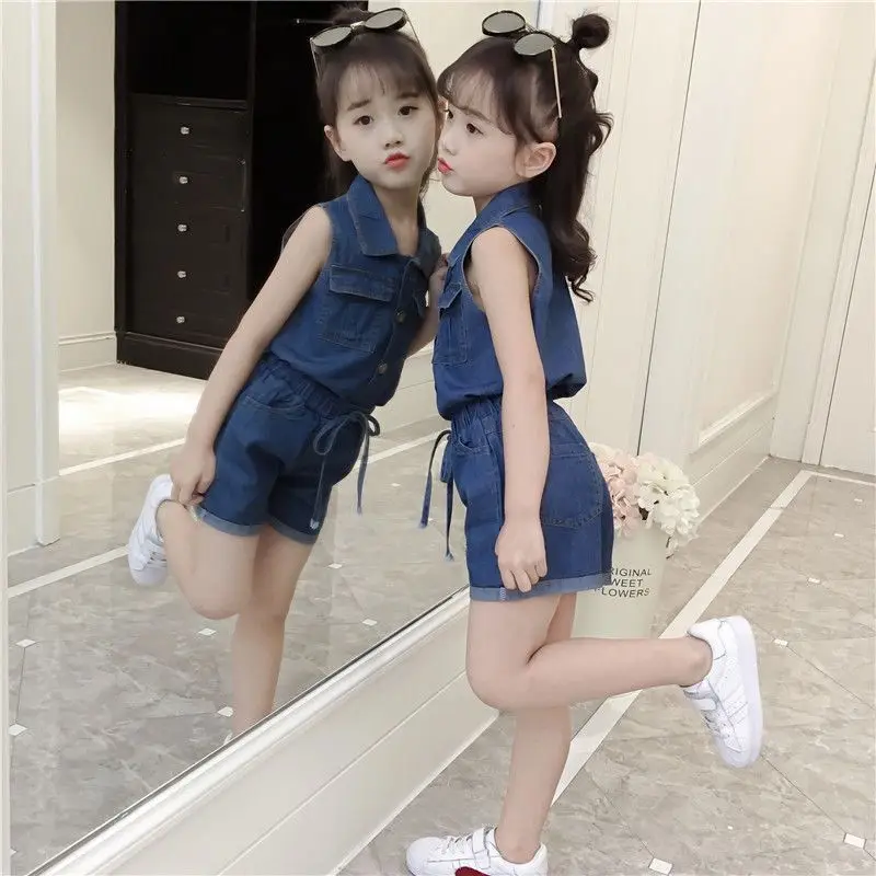 Girls Pants Two-Piece Short 2021 Spring Autumn Denim Vest Blue Single-Breasted Sleeveless Suit Children Clothing 4-12 Years Old
Girls Pants Two-Piece Short 2021 Spring Autumn Denim Vest Blue Single-Breasted Sleeveless Suit Children Clothing 4-12 Years Old
