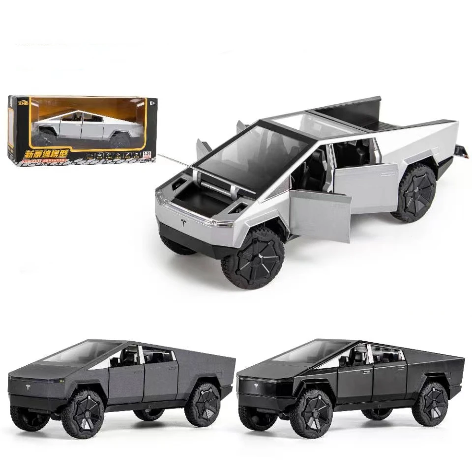 

1:24 Tesla Cybertruck пикап, модель автомобиля из сплава, литой металлический игрушечный внедорожник, модель автомобиля, имитация коллекции, подарок ...