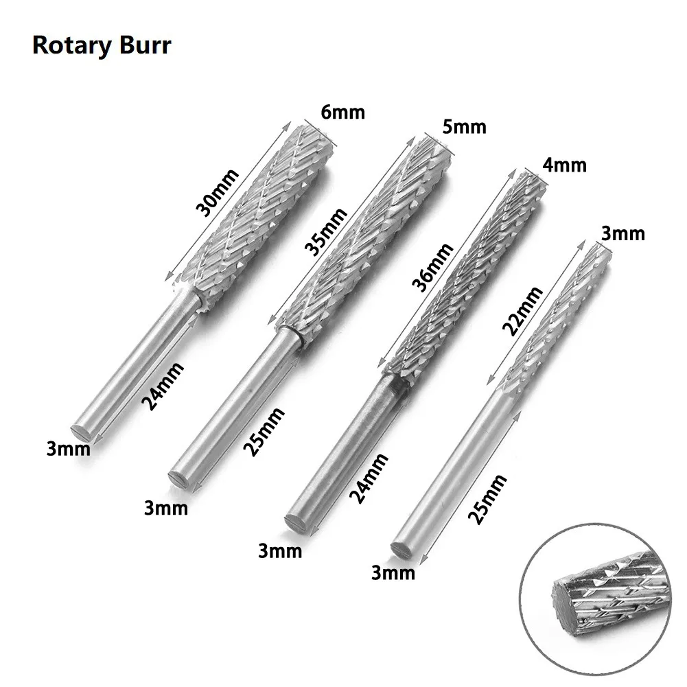 1PC 3mm Shank High Speed Steel Rotary Burr Cutter Edge Diameter 3/4/5/6mm Wood Carving High Quality Power Tool Rotary File
1PC 3mm Shank High Speed Steel Rotary Burr Cutter Edge Diameter 3/4/5/6mm Wood Carving High Quality Power Tool Rotary File