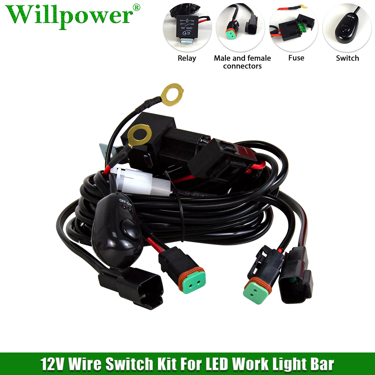Offroad Car Deutsch DT 2 pin Male Female Connector Wiring Harness Kit LED Work Light Bar 12V On/Off Switch Relay Fuse 1 2 Lead
Offroad Car Deutsch DT 2 pin Male Female Connector Wiring Harness Kit LED Work Light Bar 12V On/Off Switch Relay Fuse 1 2 Lead