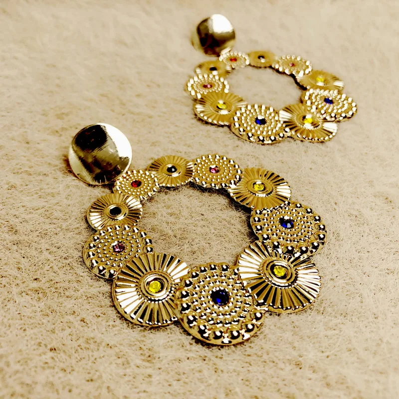 F.J4Z New Hohemian Circle Cluster Earrings for Women Hyperbole Over Size Party Gifts Jewelry Dropship | Украшения и аксессуары