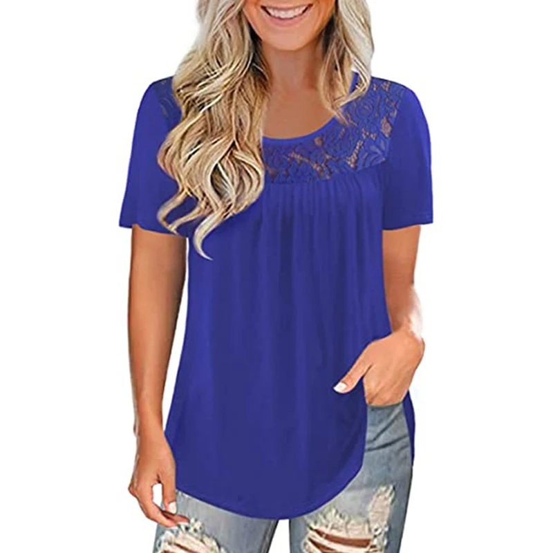 2021 European and American cross border new products women's large short sleeve lace pleated shirt summer shirt loose top
2021 European and American cross border new products women's large short sleeve lace pleated shirt summer shirt loose top
