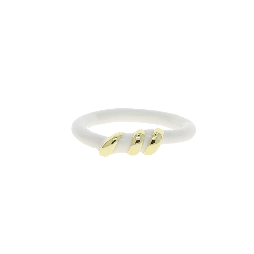 Модное кольцо на палец для женщин с белой эмалью золотого цвета - купить по