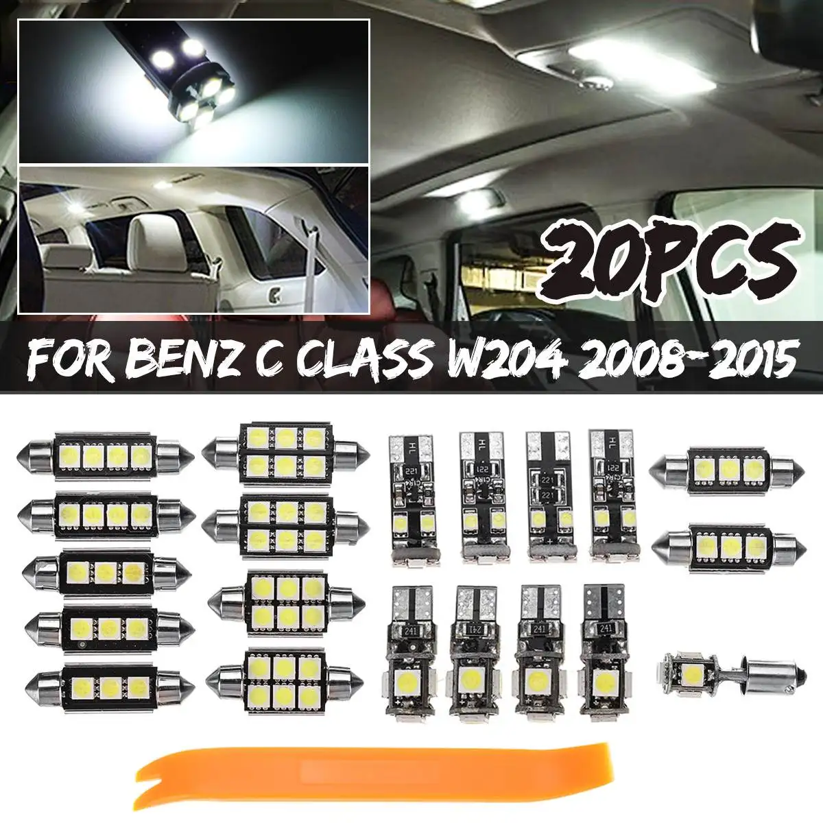 20 PCS LED Car Interior Light Kit No error Reading Lamp Front Dome Light for Mercedes-Benz C class W204 2008-2015
20 PCS LED Car Interior Light Kit No error Reading Lamp Front Dome Light for Mercedes-Benz C class W204 2008-2015