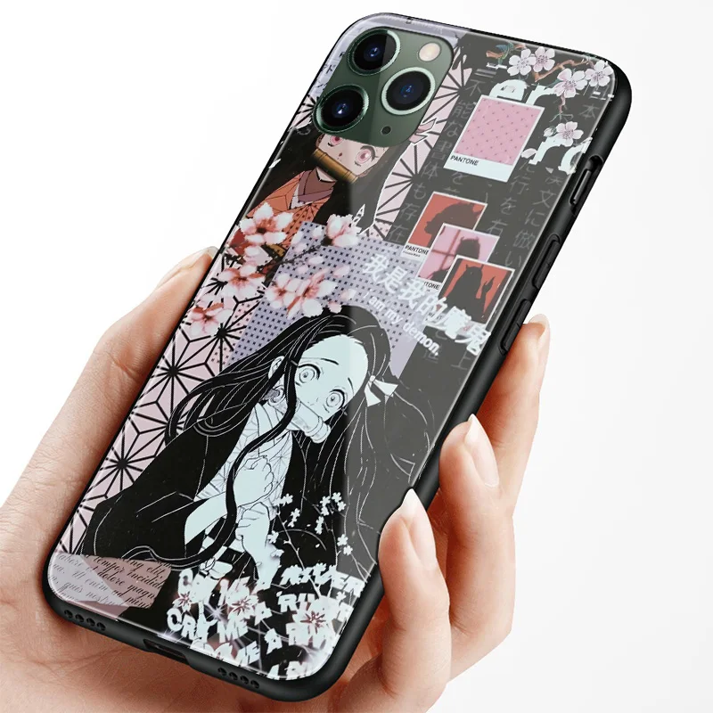 Nezuko demon slayer аниме закаленное стекло Мягкий силиконовый чехол для телефона iPhone SE 6s
