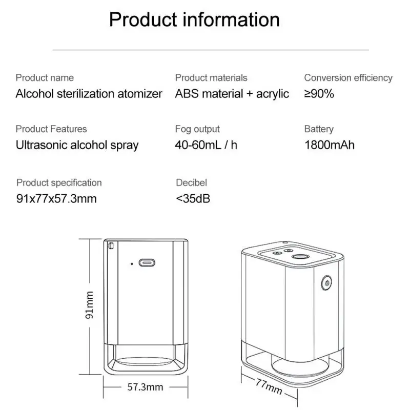 Automatic Alcohol Disinfection Sprayer, Mini Infrared Induction Touchless Hand Soap Dispenser, Portable for Home
Automatic Alcohol Disinfection Sprayer, Mini Infrared Induction Touchless Hand Soap Dispenser, Portable for Home