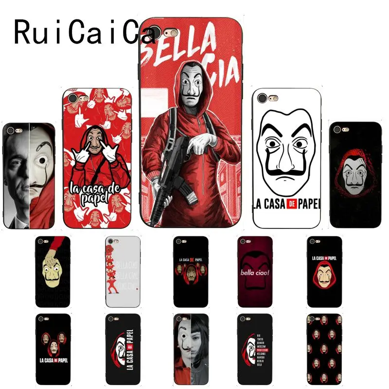 Ruicaica Испания tv La Casa de papel черный мягкий чехол из ТПУ для iPhone 8 7 6 S Plus X XS MAX 5 5s SE XR