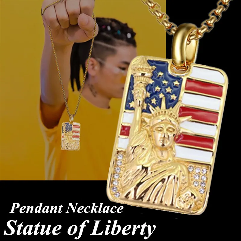 American Statue Of Liberty Pendant Necklace Gold Color Chain Hip Hop Rhinestone Punk Jewelry For Men
American Statue Of Liberty Pendant Necklace Gold Color Chain Hip Hop Rhinestone Punk Jewelry For Men